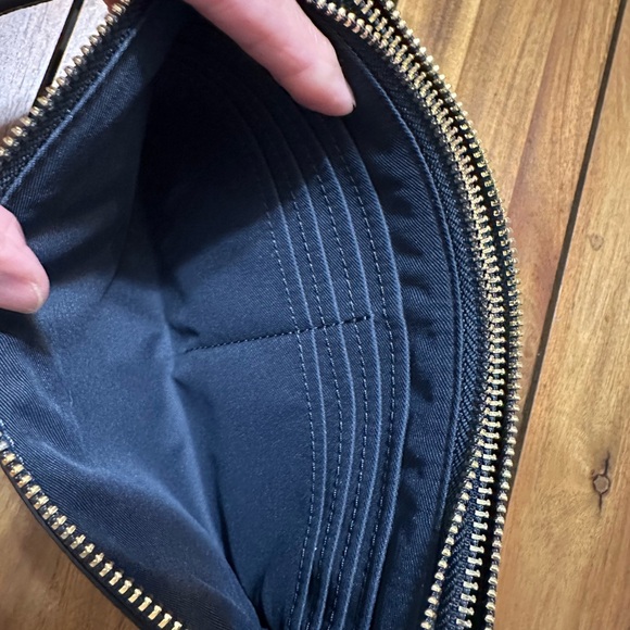 Coach Black Pebbled Leather Double Zip Wristlet with Gold Logo - Picture 6 of 6